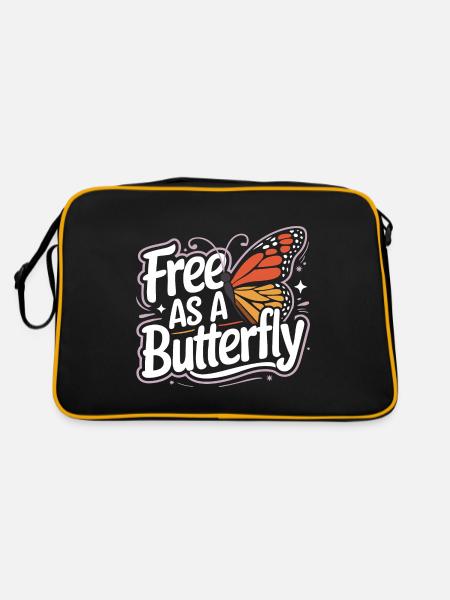 Butterfly Monarch Butterfly Colorful Butterflies - Retro Bag - black/gold - Back