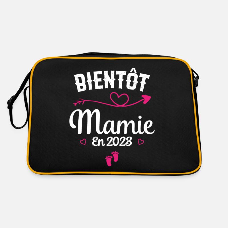 Bientôt future Mamie 2023 - Sac Retro - noir/or