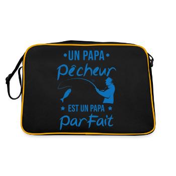 Un papa pêcheur est un papa parfait Cadeau - Sac Retro - noir/or - Dos