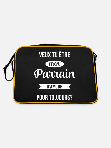 Veux Tu Être Mon Parrain d'amour pour toujours - Sac Retro - noir/or - Dos