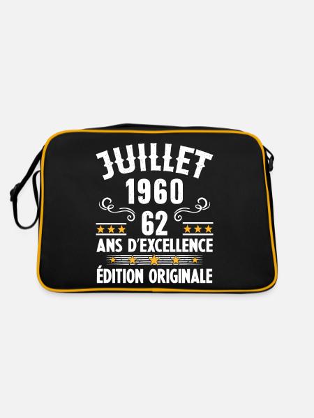 62 Ans Anniversaire Vintage Né(e) en Juillet 1960 - Sac Retro - noir/or - Dos