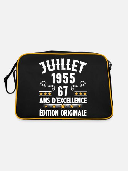 67 Ans Anniversaire Vintage Né(e) en Juillet 1955 - Sac Retro - noir/or - Dos