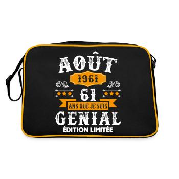 61 Ans Anniversaire Vintage Né(e) en Août 1961 - Sac Retro - noir/or - Dos