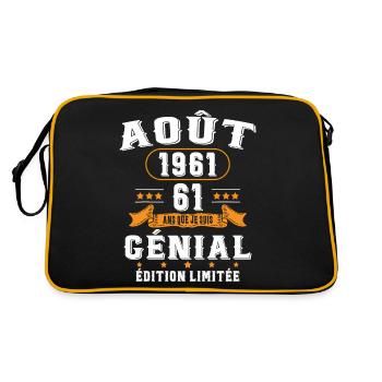 61 Ans Anniversaire Vintage Né(e) en Août 1961 - Sac Retro - noir/or - Dos