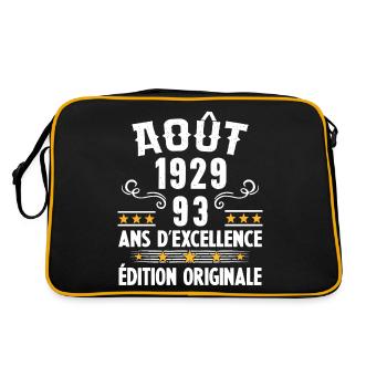 93 Ans Anniversaire Vintage Né(e) en Août 1929 - Sac Retro - noir/or - Dos