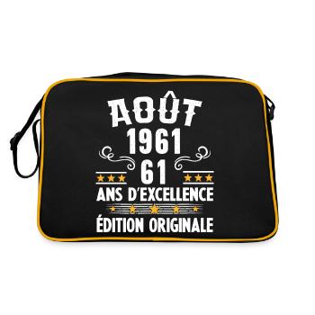 61 Ans Anniversaire Vintage Né(e) en Août 1961 - Sac Retro - noir/or - Dos