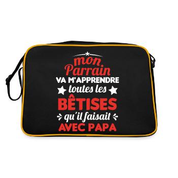 Mon Parrain Va M'apprendre Les Bêtises Humour - Sac Retro - noir/or - Dos