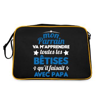 Mon Parrain Va M'apprendre Les Bêtises Humour - Sac Retro - noir/or - Dos