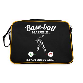 Baseball m'appelle faut que j'y aille ! - Sac Retro - noir/or - Dos