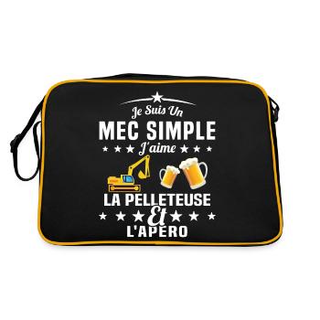 Un Mec Simple J'aime La Pelleteuse Et L'apéro - Sac Retro - noir/or - Dos