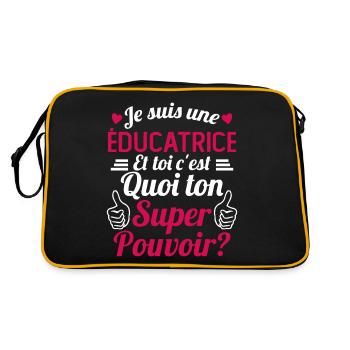 Je suis une éducatrice c'est mon super pouvoir - Sac Retro - noir/or - Dos