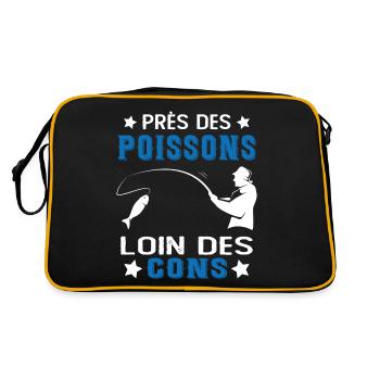 Près Des Poissons Loin Des Cons Drôle Pêcheur - Sac Retro - noir/or - Dos