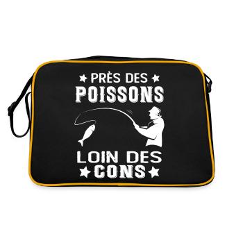 Près Des Poissons Loin Des Cons Drôle Pêcheur - Sac Retro - noir/or - Dos