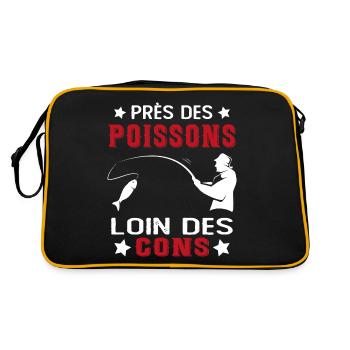 Près Des Poissons Loin Des Cons Drôle Pêcheur - Sac Retro - noir/or - Dos