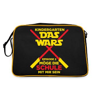 Einschulung Schulanfang Kindergarten Schulstart - Retro Tasche - Schwarz/Gold - Hinten