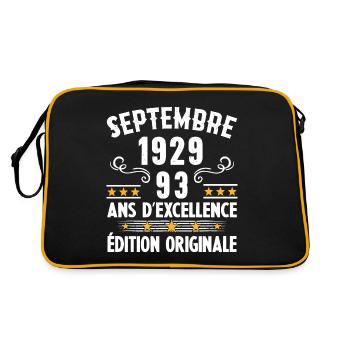 93 Ans Anniversaire Vintage Né(e) Septembre 1929 - Sac Retro - noir/or - Dos