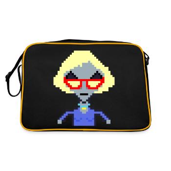 Pixel Alien "Carla Reporter" - Retro Bag - black/gold - Back