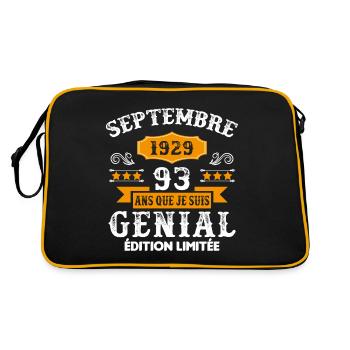 93 Ans Anniversaire Vintage Né(e) Septembre 1929 - Sac Retro - noir/or - Dos