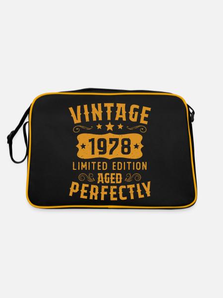 Vintage 1978 Limited Edition Geburtstagsgeschenk - Retro Tasche - Schwarz/Gold - Hinten