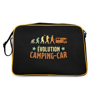 Evolution Camping Car Humor Geschenk - Retro Tasche - Schwarz/Gold - Hinten