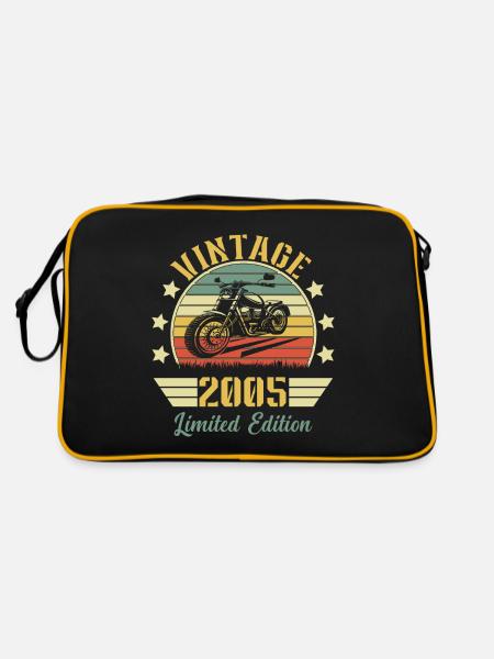 Vintage 2005 Retro Motorrad Geburtstagsgeschenk - Retro Tasche - Schwarz/Gold - Hinten