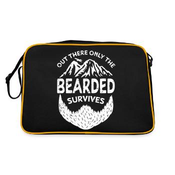 Da draußen überlebt nur der Bärtige - Retro Tasche - Schwarz/Gold - Hinten