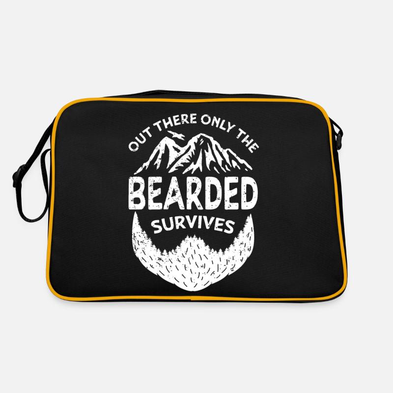 Da draußen überlebt nur der Bärtige - Retro Tasche - Schwarz/Gold