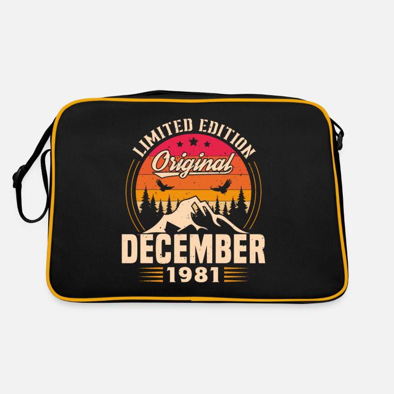 Geburtstagsgeschenk geboren im Dezember 1981 - Retro Tasche - Schwarz/Gold