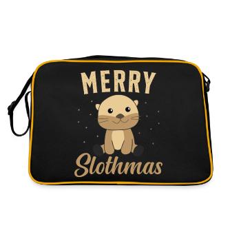 Faultier Weihnachten Weihnachtsgeschenk - Retro Tasche - Schwarz/Gold - Hinten