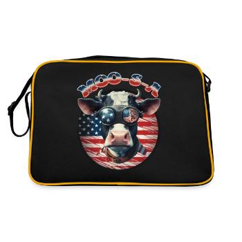 Patriotic USA Cow - Celebrate America - Retro Bag - black/gold - Back