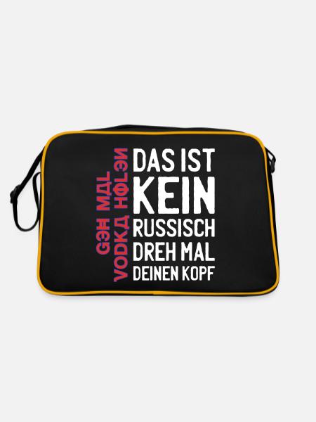 lustige Alkohol Sprüche Geh Mal Vodka Holen - Retro Tasche - Schwarz/Gold - Hinten
