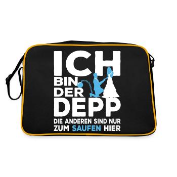 Lustiger JGA Junggesellenabschied Ich Bin Der Depp - Retro Tasche - Schwarz/Gold - Hinten