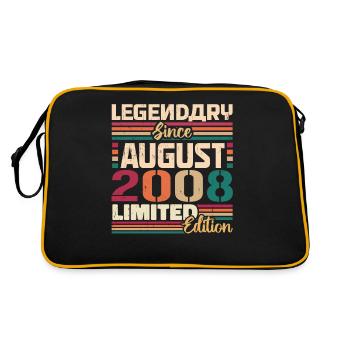 2008 August Geburtstag Legende August 2008 - Retro Tasche - Schwarz/Gold - Hinten