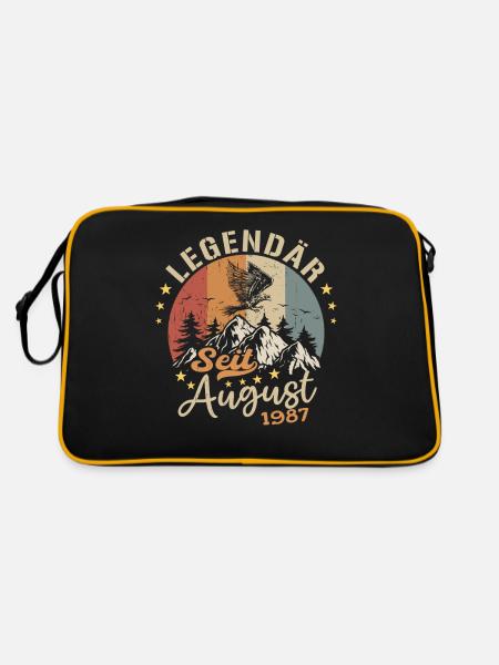 Legendär seit August 1987 Geburtstag Geschenk - Retro Tasche - Schwarz/Gold - Hinten