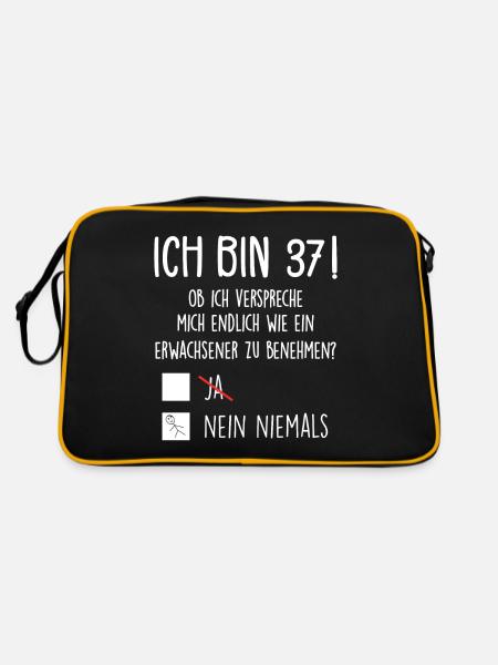 Ich Bin 37! - 37. Geburtstag 37 - Retro Tasche - Schwarz/Gold - Hinten