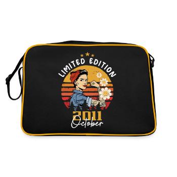 Oktober 2011 geboren | October 2011 - Retro Tasche - Schwarz/Gold - Hinten