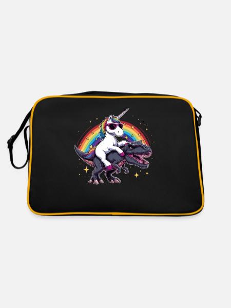 Unicorn Dinosaur T-Rex Gift for Girl Fun - Retro Bag - black/gold - Back