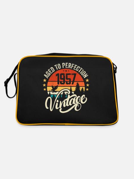 1957 Vintage - Geburtstagsgeschenk 1957 Retro 1957 - Retro Tasche - Schwarz/Gold - Hinten