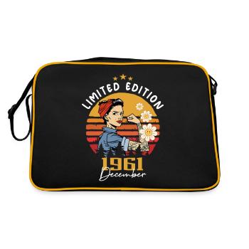 December 1961 Birthday Present December 1961 - Retro Bag - black/gold - Back