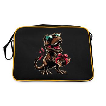 Tyrannosaurus Rex Romantischer Valentinstags-Humor - Retro Tasche - Schwarz/Gold - Hinten