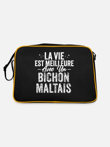 La Vie Est Meilleure Avec Un Bichon Maltais - Sac Retro - noir/or - Dos