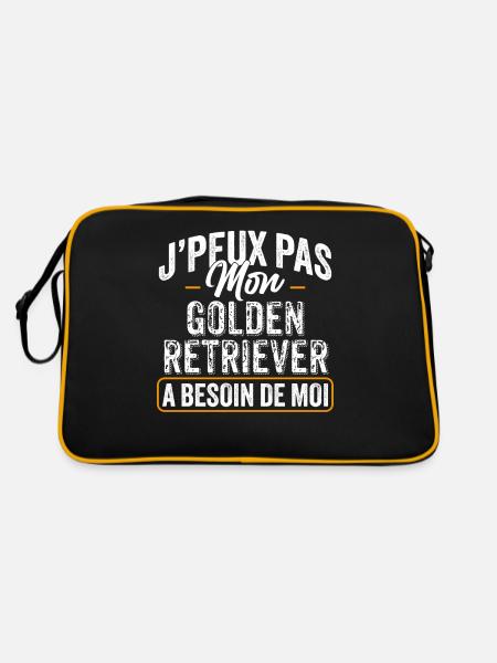 J'Peux Pas Mon Golden Retriever A Besoin De Moi - Sac Retro - noir/or - Dos