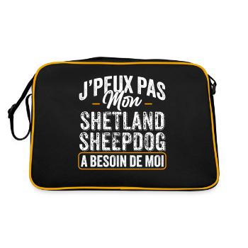 J'Peux Pas Mon Shetland Sheepdog A Besoin De Moi - Sac Retro - noir/or - Dos