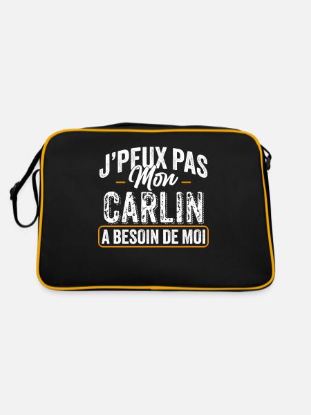 J'Peux Pas Mon Carlin A Besoin De Moi - Sac Retro - noir/or - Dos