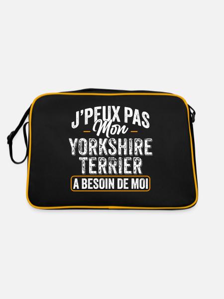 J'Peux Pas Mon Yorkshire Terrier A Besoin De Moi - Sac Retro - noir/or - Dos