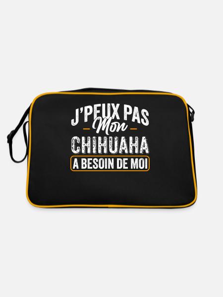 J'Peux Pas Mon Chihuahua A Besoin De Moi - Sac Retro - noir/or - Dos