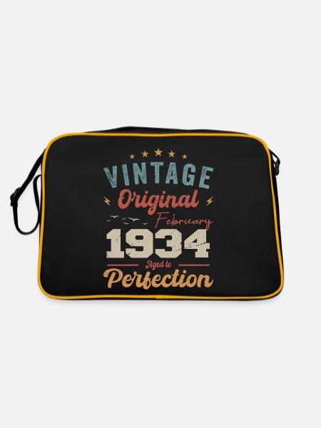 Né en février 1934 millésime 1934 anniversaire - Sac Retro - noir/or - Dos