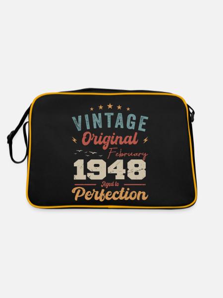 Né en février 1948 millésime 1948 anniversaire - Sac Retro - noir/or - Dos
