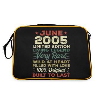 Juni 2005 Geburtstag Juni 2005 Geschenk Juni 2005 - Retro Tasche - Schwarz/Gold - Hinten