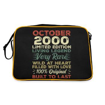 2000 Oktober 2000 Geburtstag Oktober 2000 Original - Retro Tasche - Schwarz/Gold - Hinten